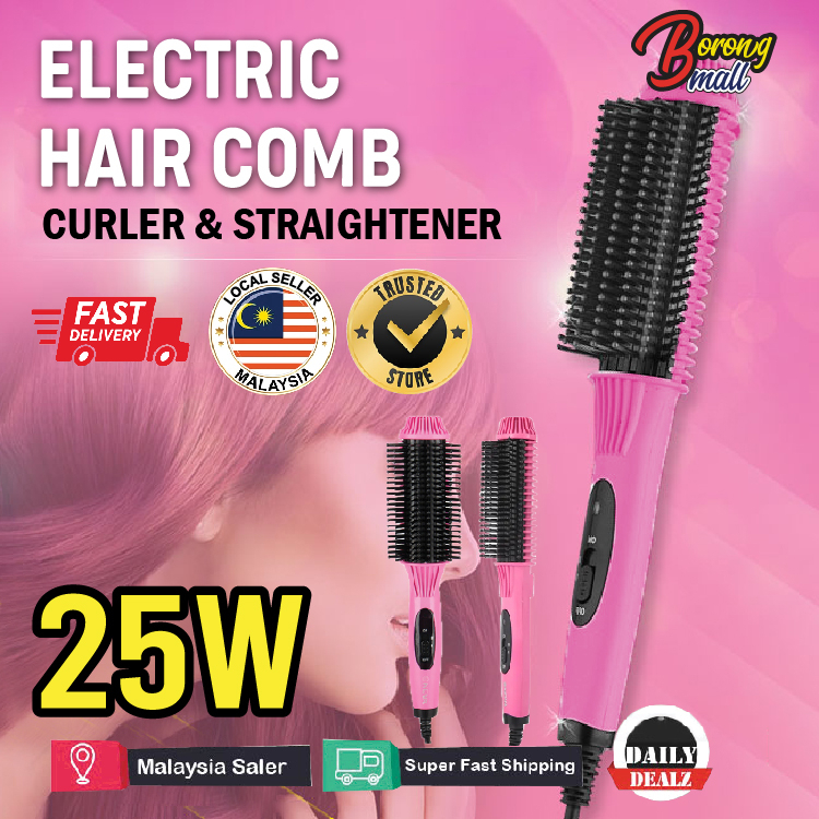 Nova 2in1 Hair Straightener Comb Brush Electric Hair Straightening Curler Brush / Sikat Rambut Elektrik