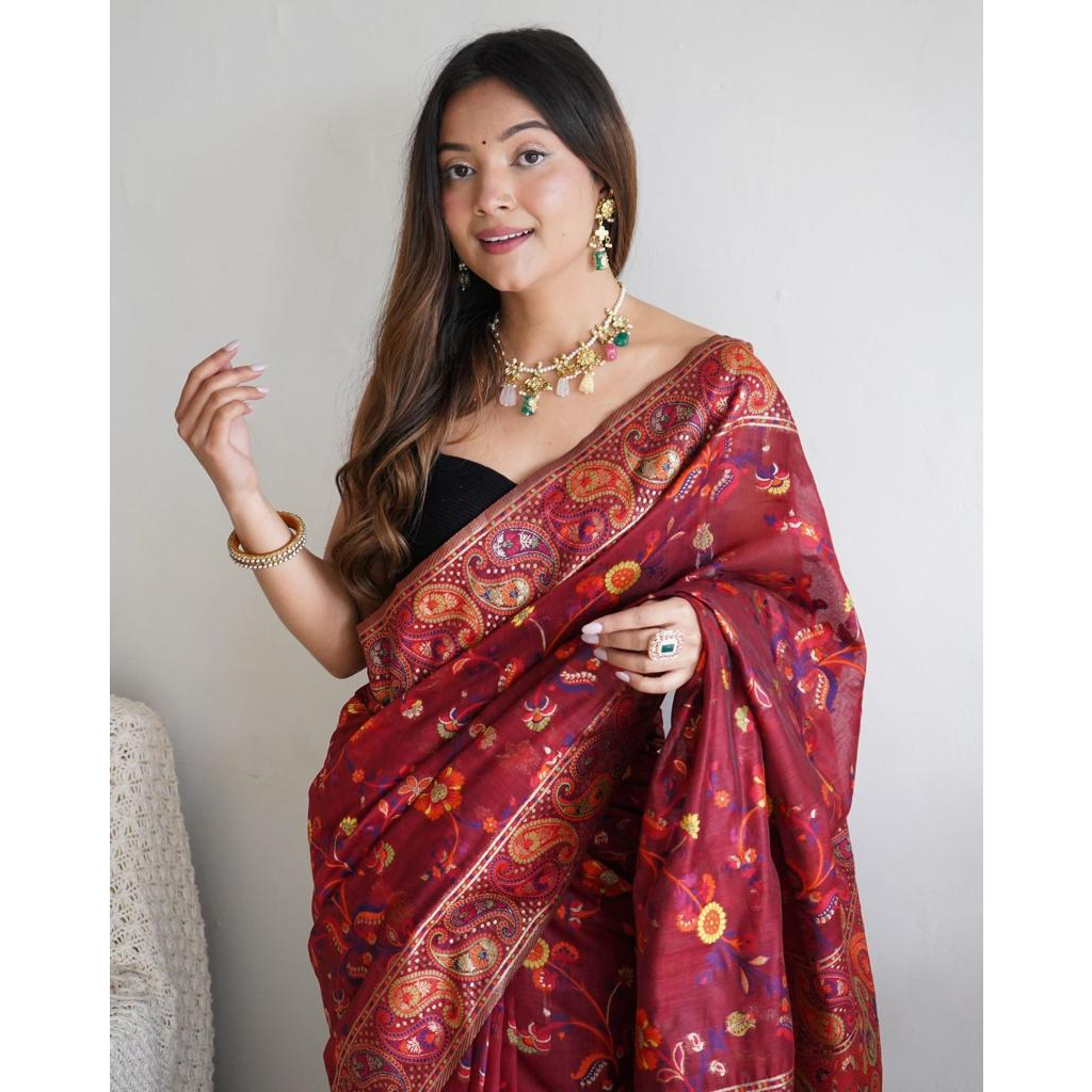 New South Indian Traditional Wear Thread & Pure Zari Weaving Silk Saree Collection For Women'S