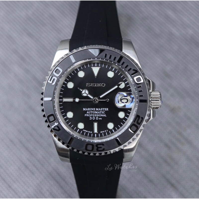SEIKO MOD Yacht Master Black silver Seikolex rubber band mechanical  automatic watch | Shopee Malaysia