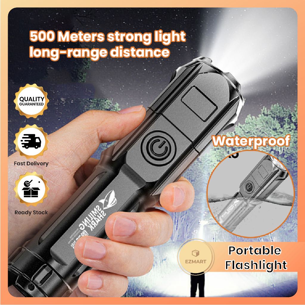 Portable USB Rechargeable Super Bright LED Flashlight 3 Modes Waterproof Outdoor Camping Night Lampu Suluh 手电筒