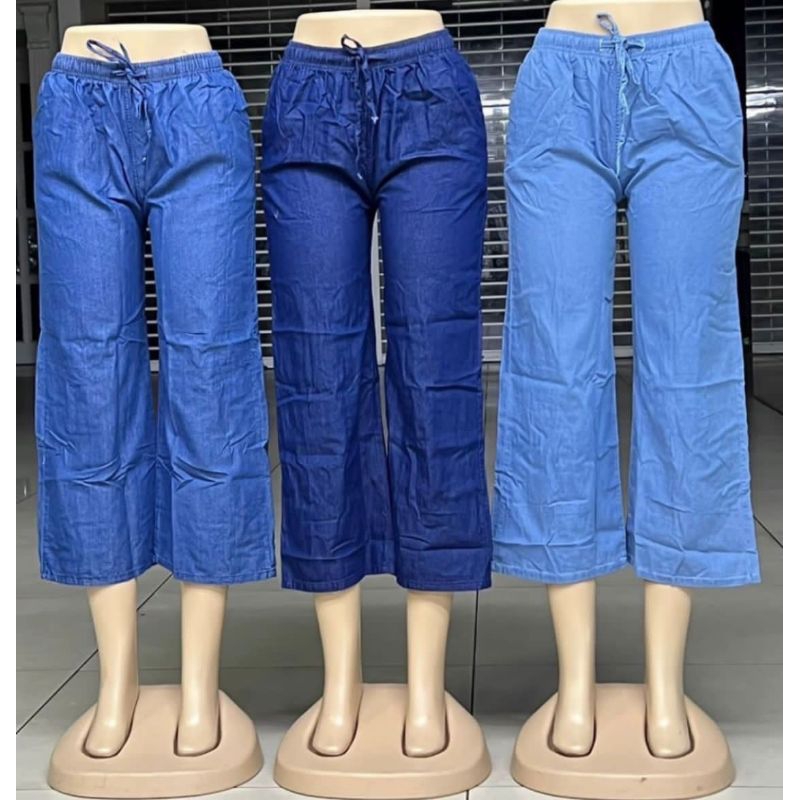 Super Soft Plazo Seluar for ladies baru stock Womens High Quality Denim Palazo Pants, jeans palazo for ladies