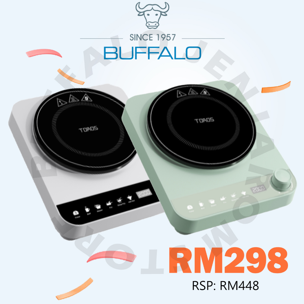 BUFFALO TOROS Induction Cooker Electric Stove | LED Menu Screen | 2000W | 1 Year Warranty 牛头牌触屏式电磁炉电炉 (KWT17)