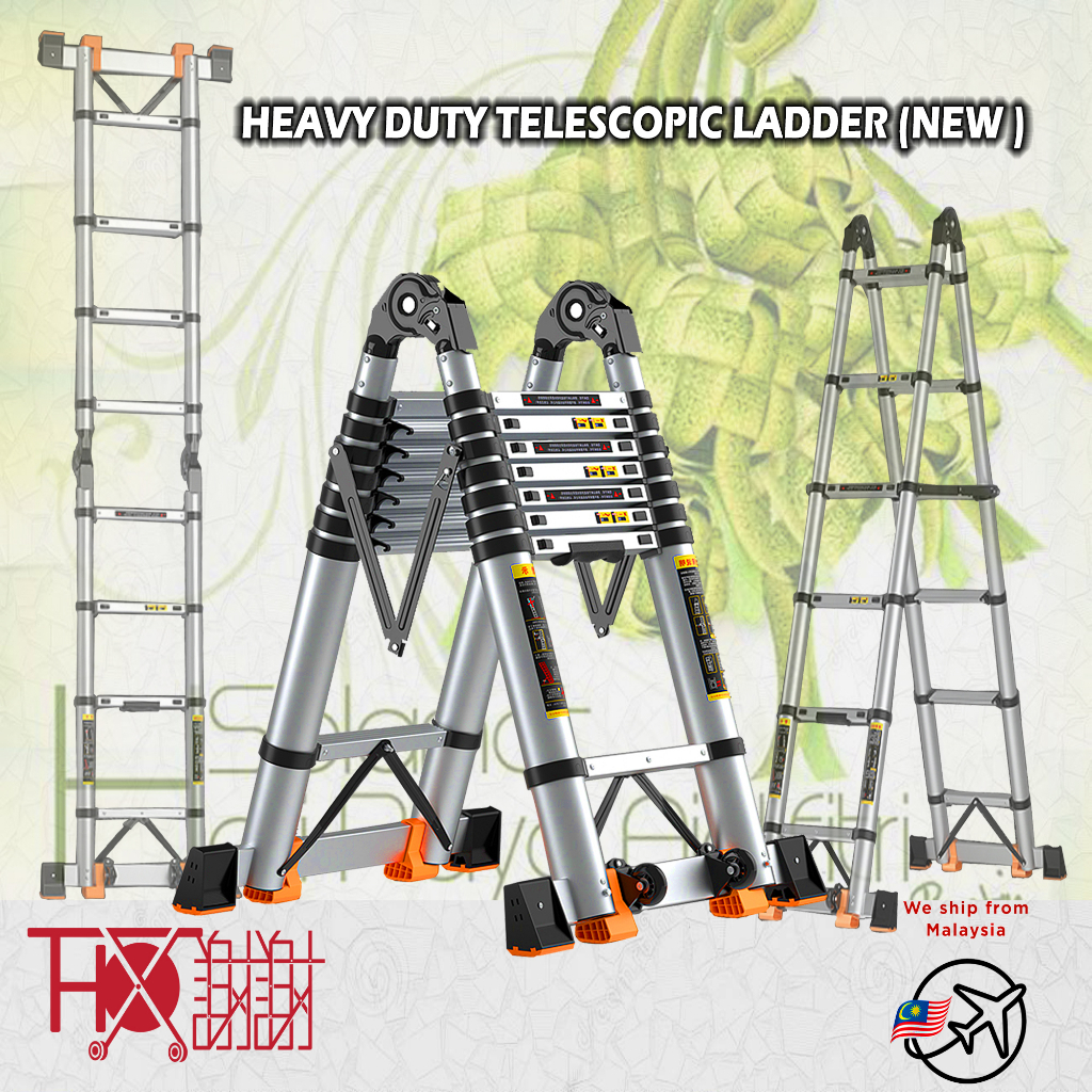 Double Sided Extra Heavy Duty Ladder Multipurpose Telescopic 1.7m 2.1m 2.5m 2.9m 3.3m 3.7m Ready Stock