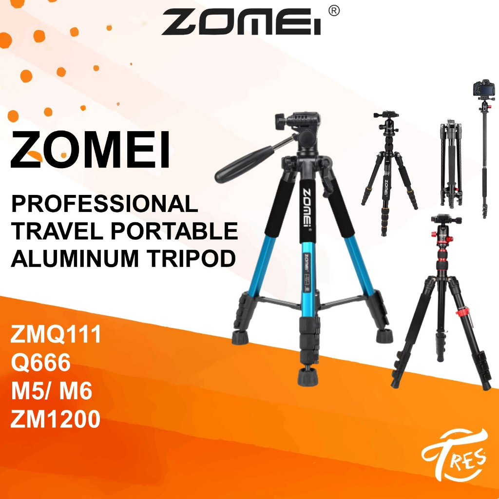 Zomei Black Edition Portable tripod Q666 M5 M6 Q111 Multilevel Aluminum Alloy Video Cam Smartphone Tripod Stand
