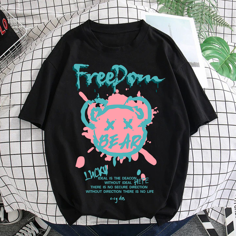 OVERSIZED SHIRT man freedom lucky bear t shirt popcloset xxxl baju ootd perempuan tshirt woman baggy shirt t恤衣服