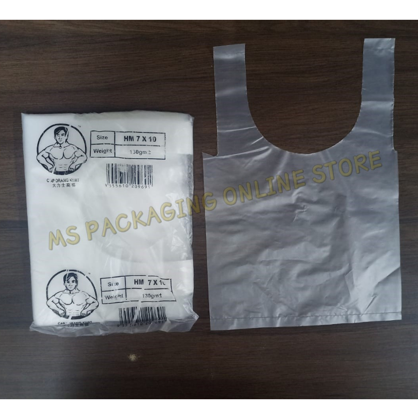 Cap Orang Kuat Plastic Bag ( 130gm± ) T-Shirt Bag(7x10) disposable plastic bag