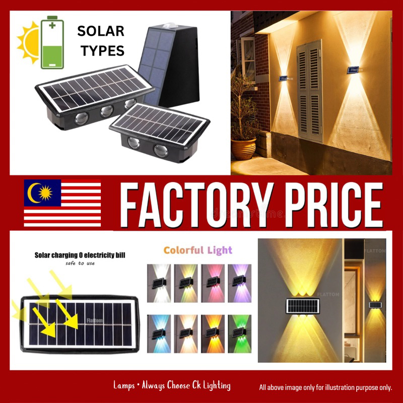 PREMIUM OUTDOOR SOLAR WALL LAMP WATERPROOF SURIA LAMPU DINDING 太阳能室外墙灯 SOLAR-TELESCOPE