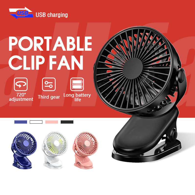 KONKA USB rechargeable clip fan Kipas Portable Hand Mini Clip Cooling Fan Baby Stroller Office Table USB fan Mute fan 風扇