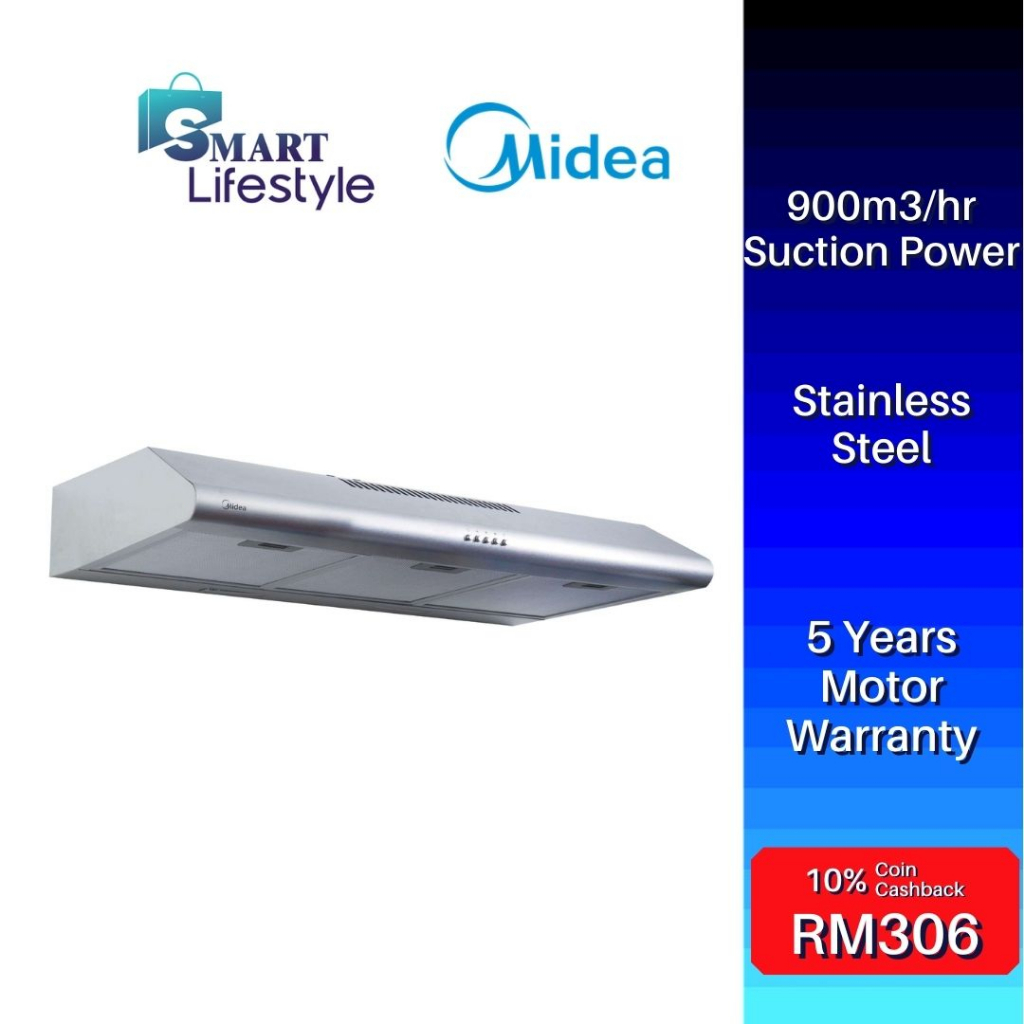 Midea 900m3/hr Stainless Steel Cooker Hood - MCH-90F49SS