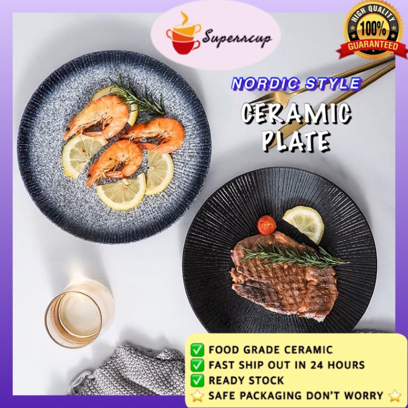 [ READY STOCK IN MALAYSIA ] SUPERRCUP STYLE 10" ITALIAN NORDIC SERVING CERAMIC PLATE/10"CERAMIC PINGGAN/HIDANGAN ASIAN S