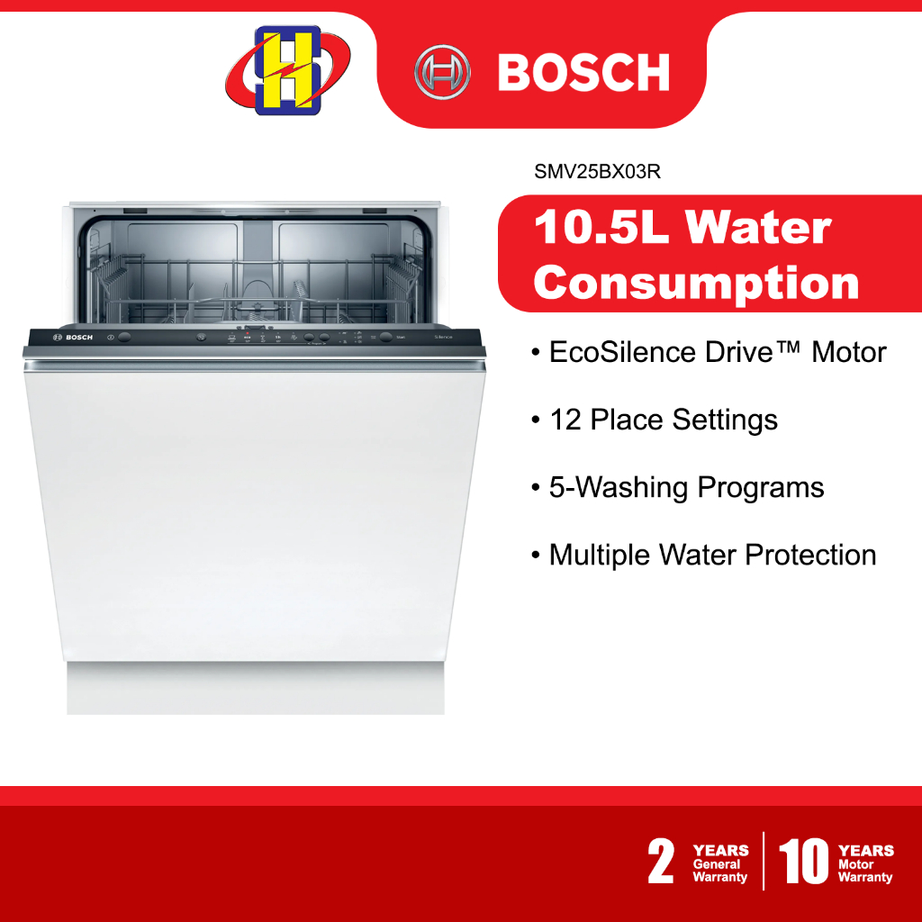 Bosch Dishwasher (12-Place Setting) EcoSilence Drive Fully-integrated Built-In Dishwasher SMV25BX03R