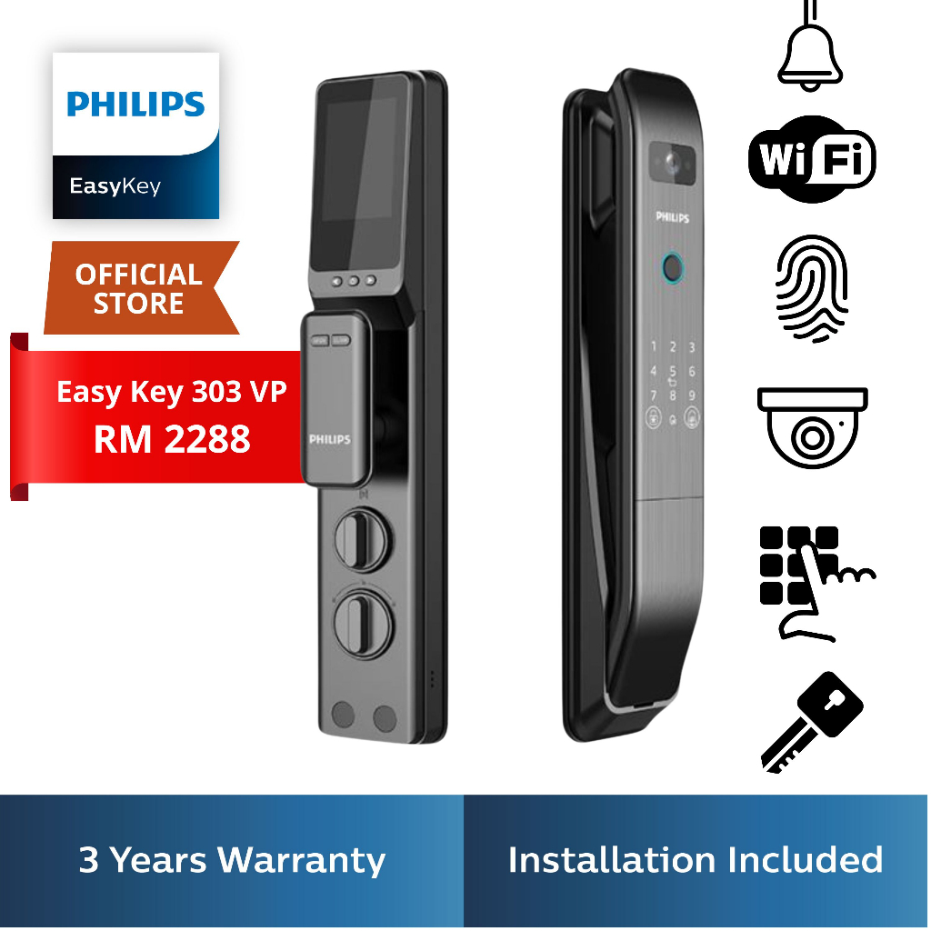 Philips Digital Lock Easy Key 303 VP, Includes Installation*