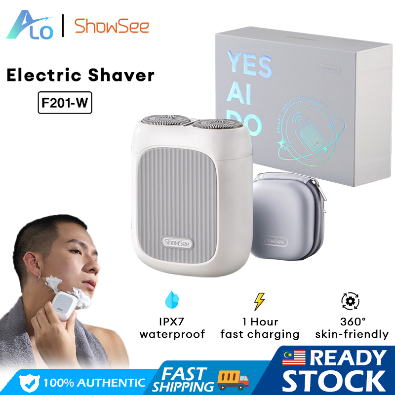 Xiaomi Showsee F201 Electric Shaver Smart Sensor Shaver Portable Shaving Beard Trimmer Facial Cleansing Pencukur Misai