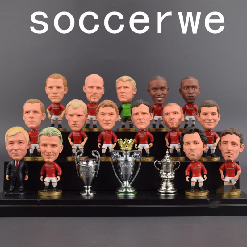 Soccerwe Kodoto Manchester United Treble Set Ferguson Beckham Giggs Keane Scholes Stam Neville football figures patung