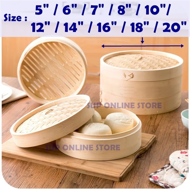 Bamboo Steamer Body & Cover 5" 6" 7" 8" 10" / Bakul kukus pau / Dim Sum Basket / Pengukus buluh /点心笼 竹笼