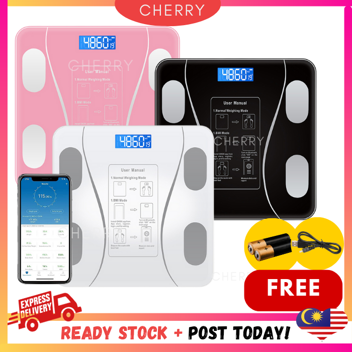 ?CHERRY?Iscale SE Bluetooth Body Weight Scale Machine Digital Measurement With Fat Measure Management Timbang Badan