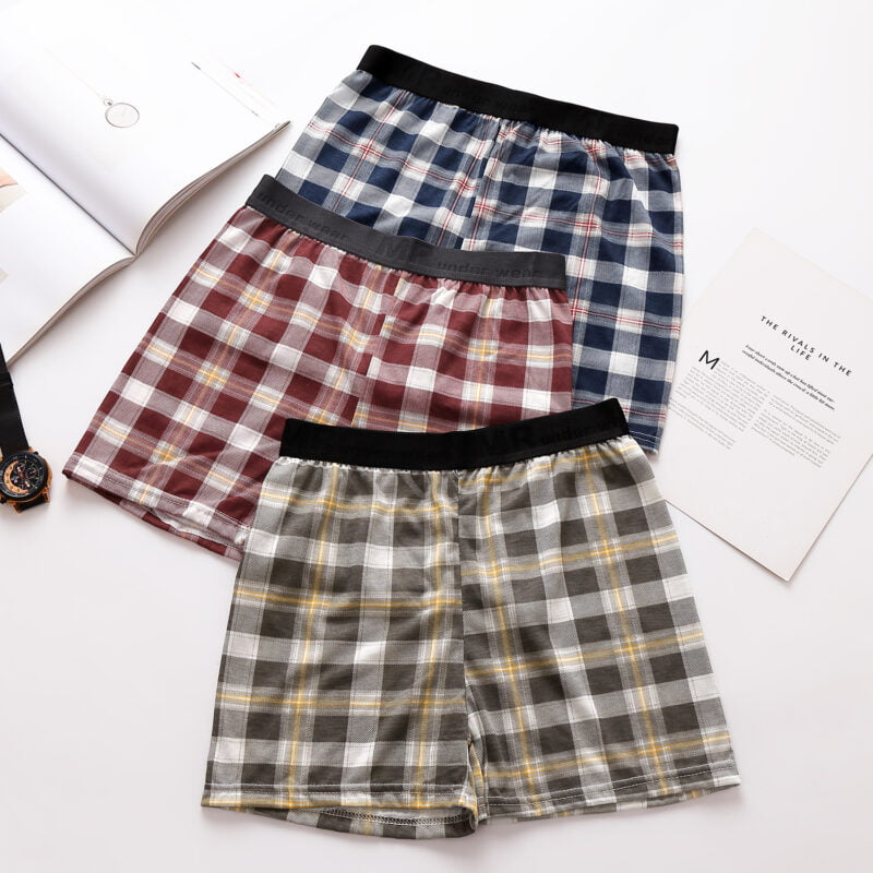 MR Checkered Checker Cotton + Polyester Male Men Boxer 4 Segi Underwear Seluar Pendek (3pcs) MBX6143