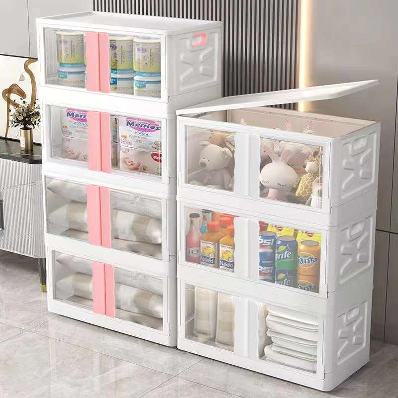 Jualan Rugi❤50L Twin Door Foldable Big Plastic Cabinet Storage Box Front Open Stackable Storage Plastic Storage 玩具收纳箱