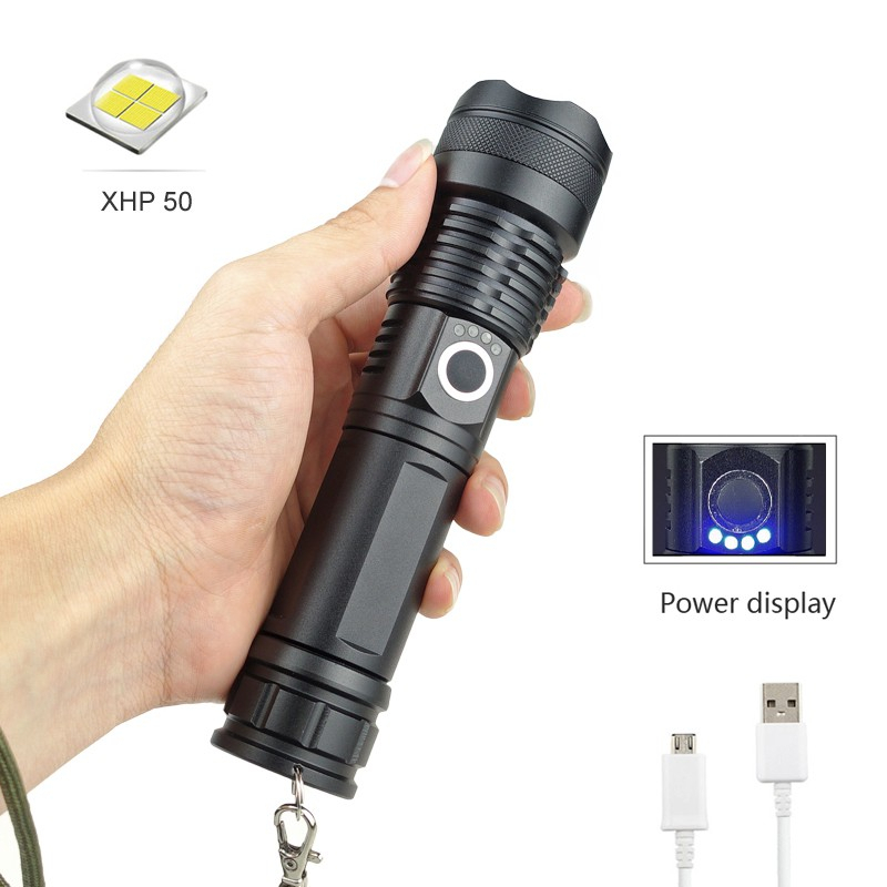 XHP50 50000 Lumens XLamp XHP50 / XHP70 Led Torch Light Lampu Suluh LED Flashlight USB Zoom Torchligh