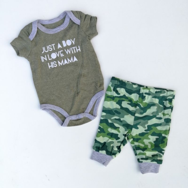 baby essentials baby boy romper 2pc(3-9m)