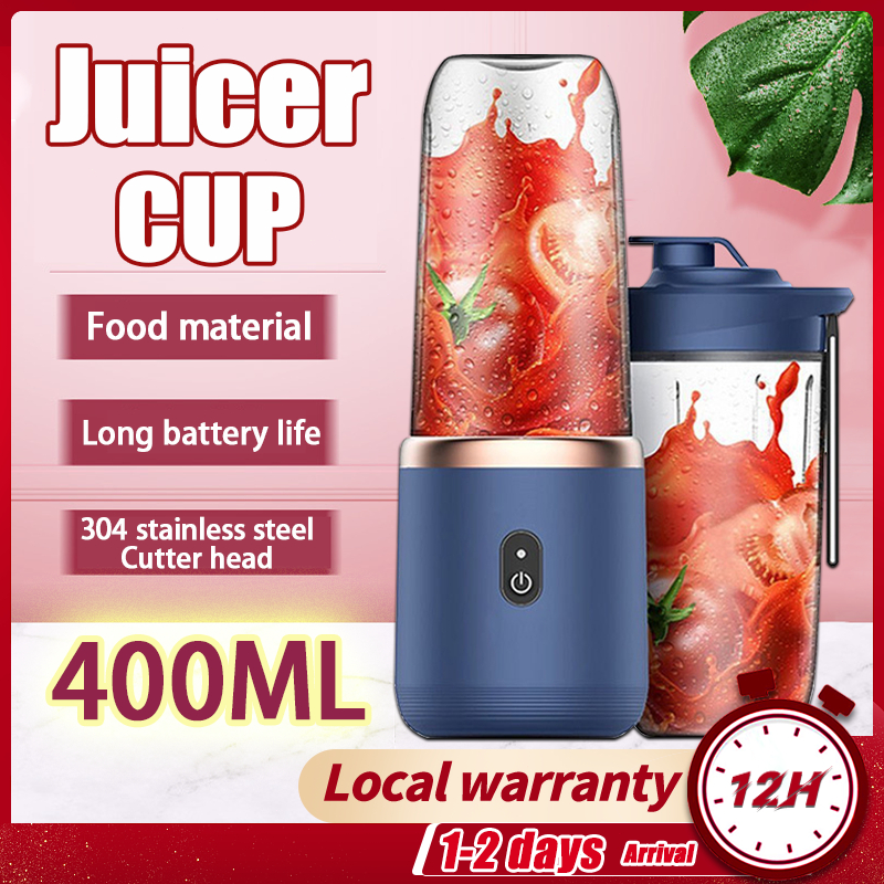 2Cup Electric Fruit Juicer Blender Juice Mixer Portable Wireless USB Charging Gift Juicer Cup Bottle 6 Blade 400ML 榨汁机