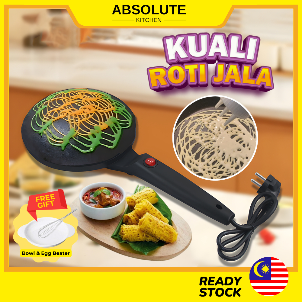 READY STOCK🇲🇾 Electric Roti Jala Maker Durian Crepe Machine Non-Stick Griddle Bake PanCake Mesin Roti Jala Pan Roti Jala