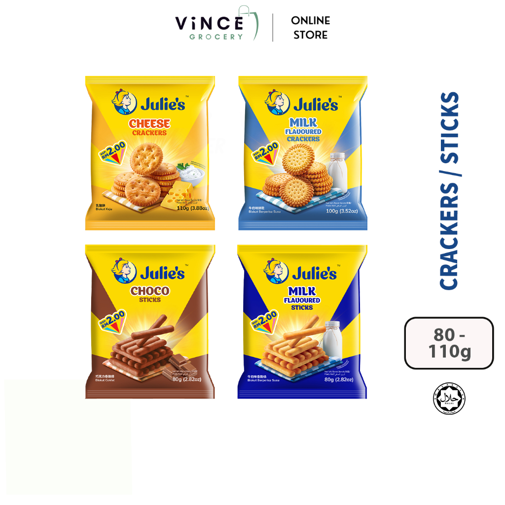 JULIE'S Milk Flavoured / Cheese Crackers Milk Flavoured / Choco Sticks | 80-110G