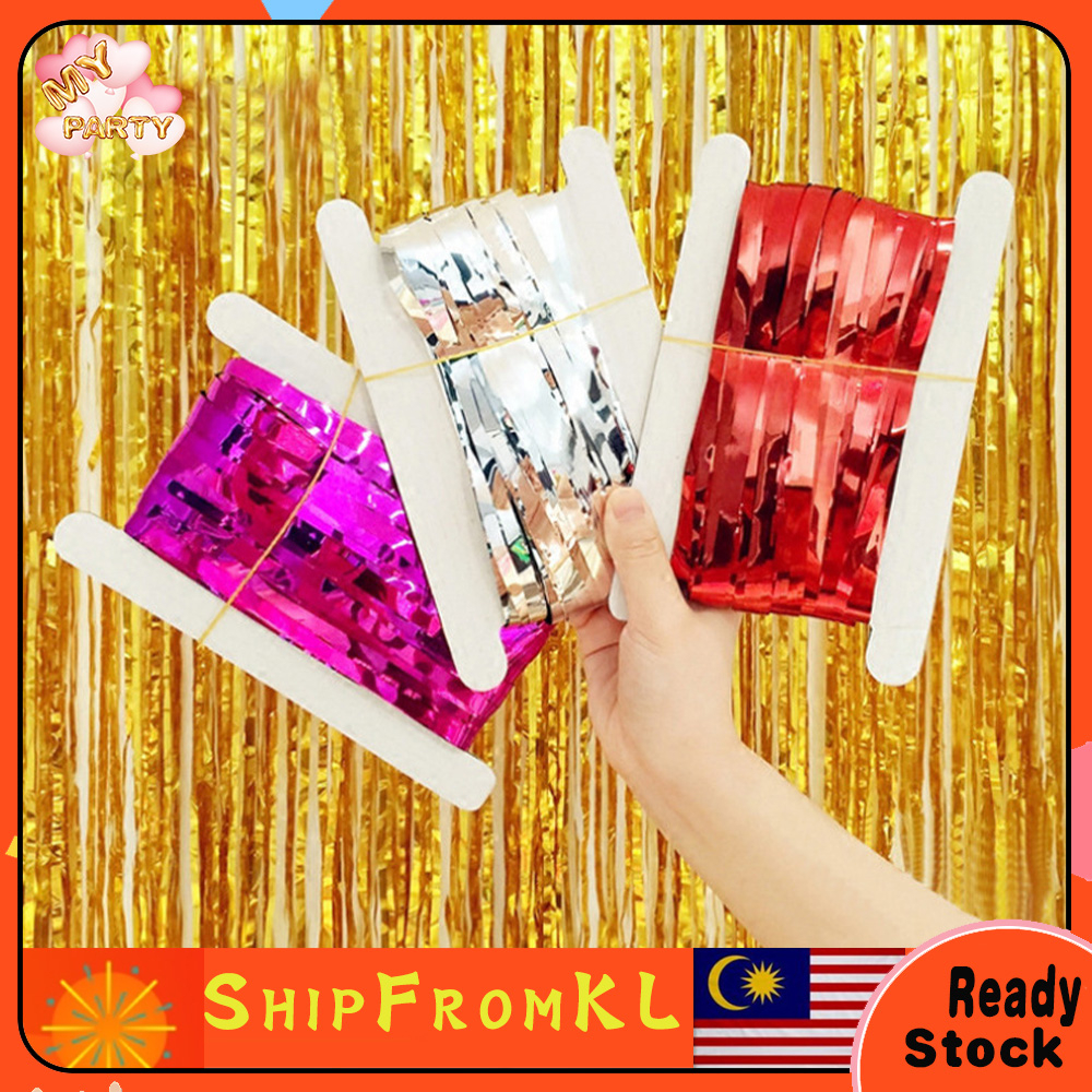 1*2M Rain Fringe Foil Curtain Design Banner Backdrop Decoration Party Supplies For Birthday Party Wedding Baby Shower