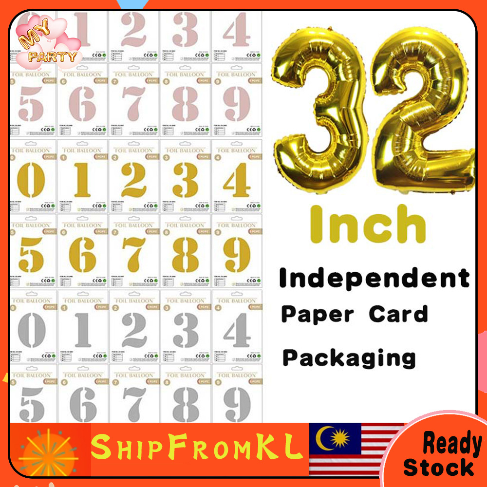 32 Inch Ballon Birthday Foil Ballon Happy Birthday 0-9 Bit Helium Balloons Happy New Year Wedding Birthday Party Numbers