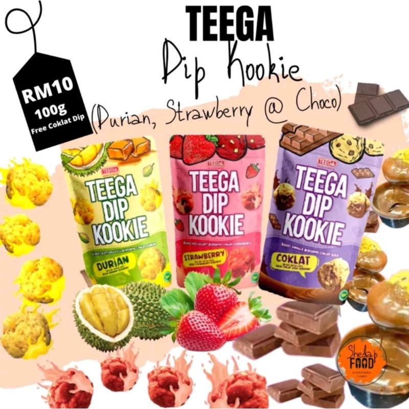 TEEGA DIP KOOKIE Perasa (Strawberry, Durian dan Chocolate dip)