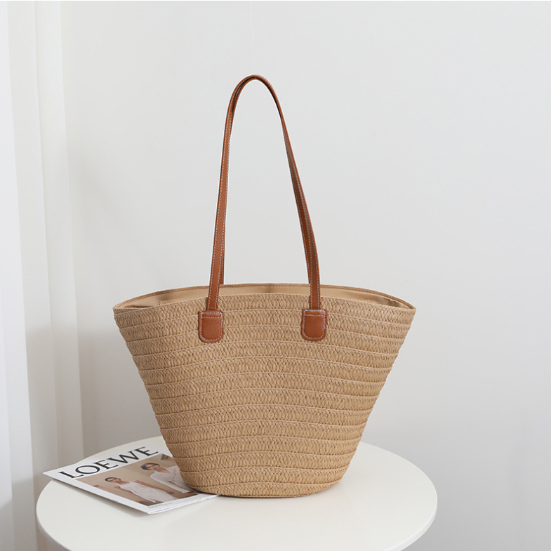 Baggie (Ready Stock) Women Straw Tote Bag Woven Rattan Summer Beach Niche Style Large Capacity Shoulder Hand Bag