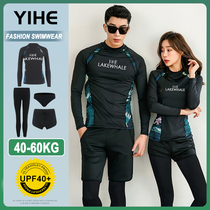 YIHE Ready stock baju renang perempuan swimming suit woman 4 piece swimsuit woman baju renang lelaki 大码泳衣 Swimming Suit Woman Long sleeve beach wear shirt women men swimming shirt man 泳衣男 swimming suit man