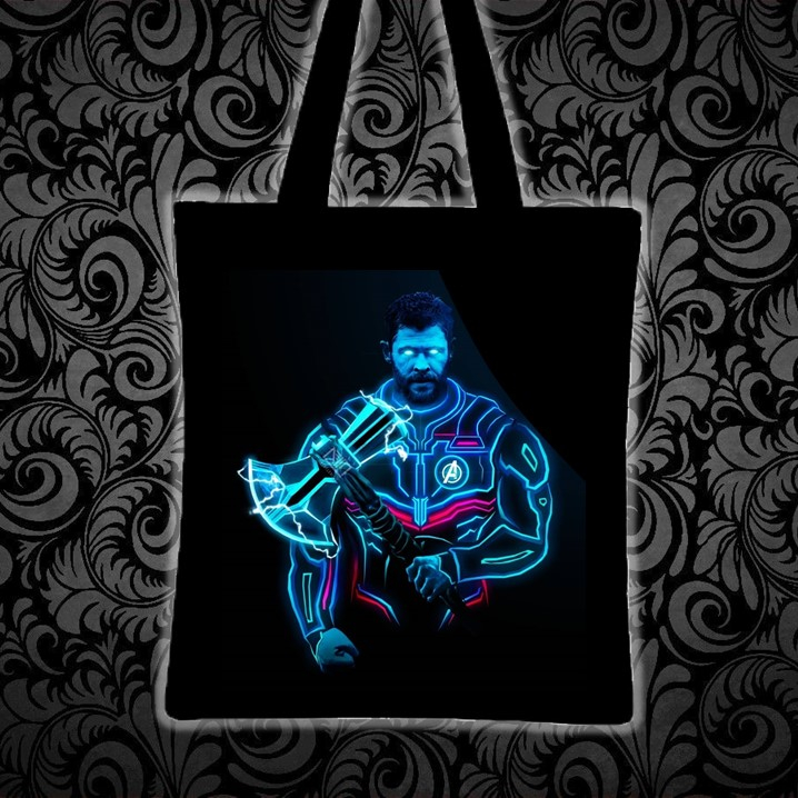 THOR IN QUANTUM REALM TECH SUIT Printed tote bag canvas