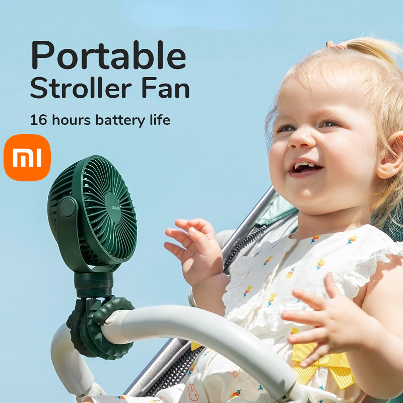 Fan Stroller Rechargeable Clip On Fan 4 Speeds 4000mAh Battery Mute Strong Wind Portable USB Small Mini Octopus Electric Fans Suitable For Baby Pram Table Desk Car Seat Outdoor Indoor Summer Fan Accessories