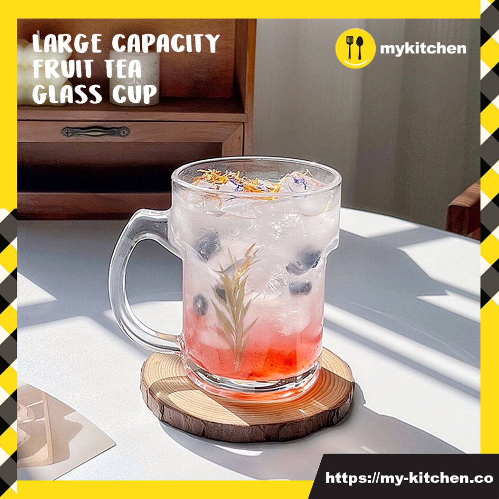 [MY KITCHEN] Large Capacity Fruit Tea Tumbler Glass Cup Mug Juice Drinkware Teacups Beer Cup Transparent Glass Glassware