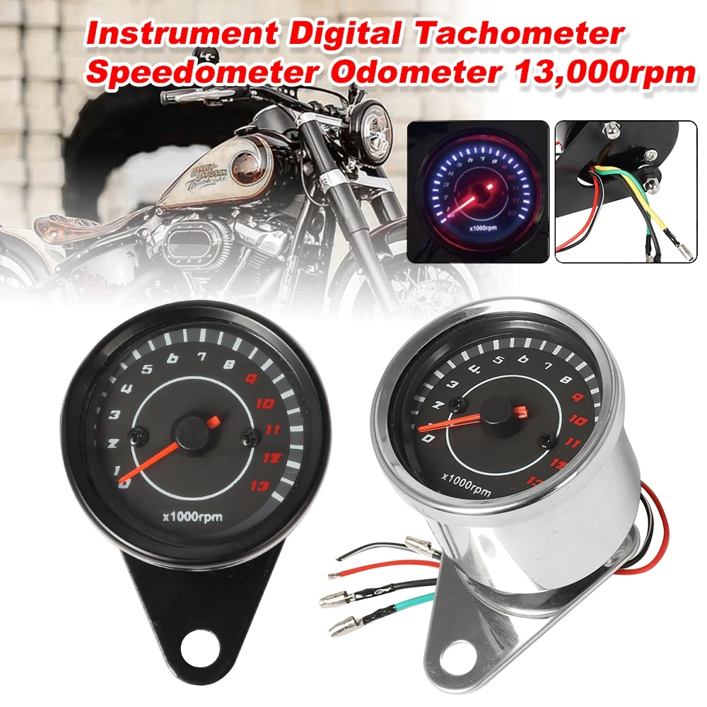 【Hot】12V Universal Motorcycle Tachometer Meter LED Backlight 13K RPM Shift