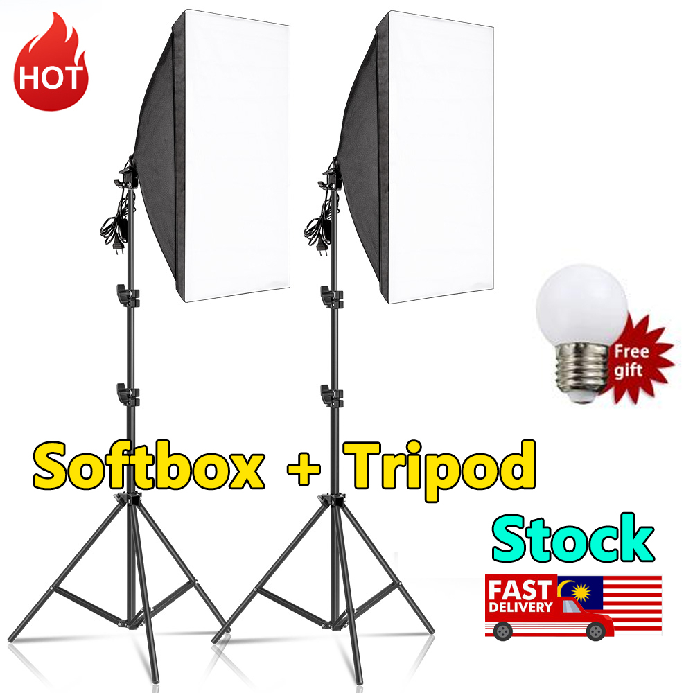 Photographic Equipment Photo Studio Photography Soft Box Kit With Triopod Video 50x70cm Softbox Photo Box With Lamp Hold