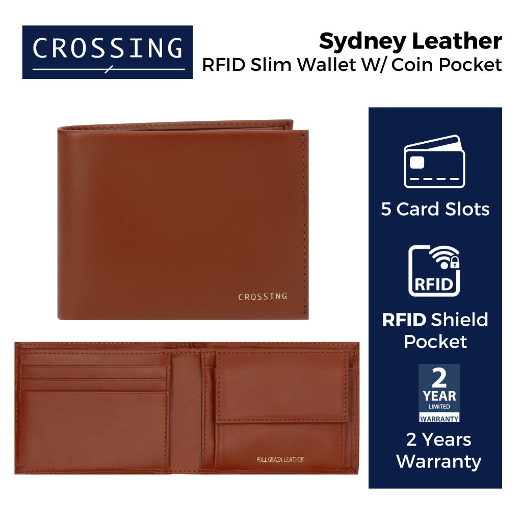 Crossing Sydney Slim Leather Wallet With Coin Pocket [5 Card Slots]