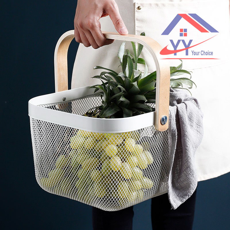 Candy Fruit Basket Square Metal Mesh/Bakul Buah Hantaran Segi Empat Besi/Kitchen/Jimat Ruang Simpan Barang/Storage铁艺水果篮