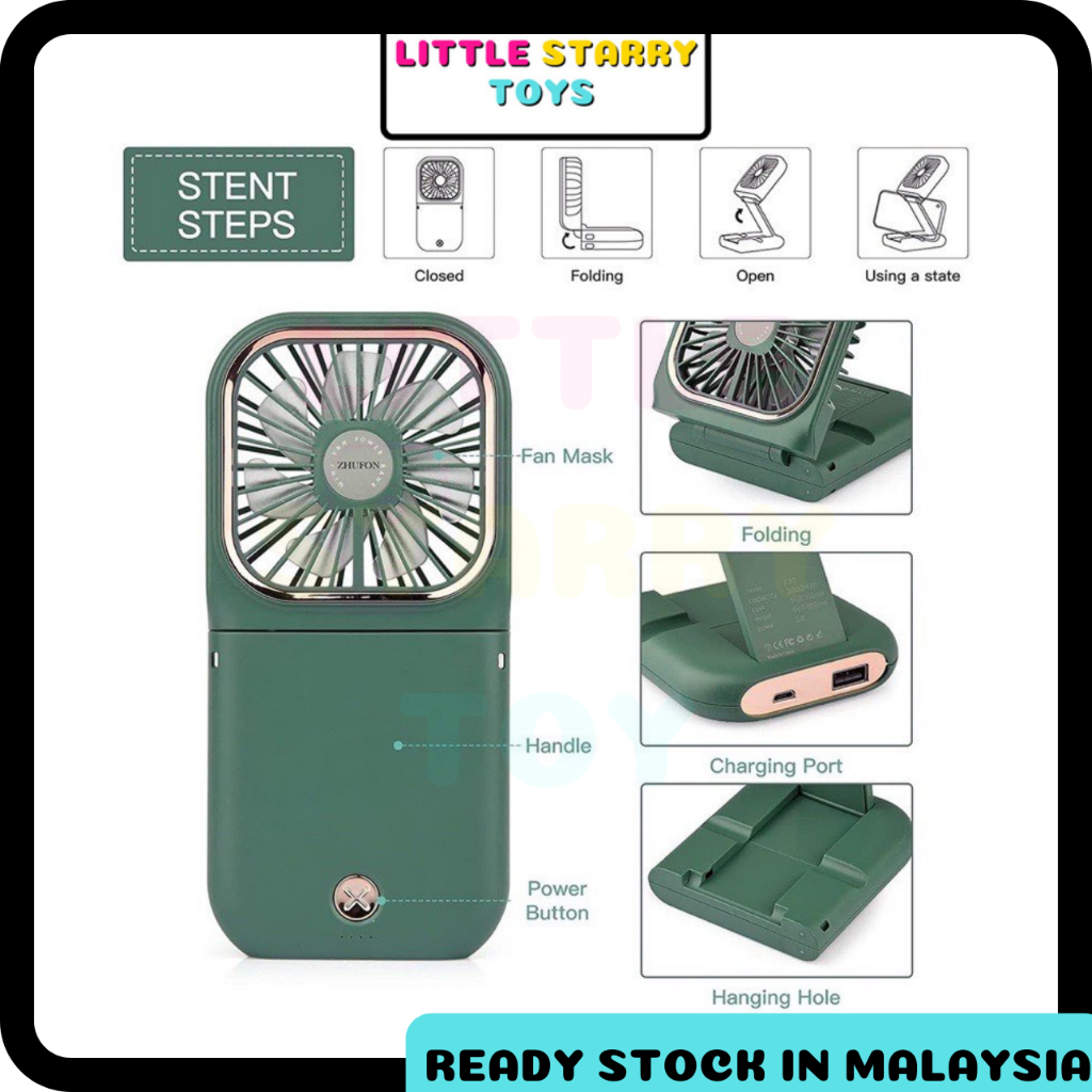 Ready Stock !!! Kipas Power Bank USB Mini Fan Multifunctional foldable Portable Fan Handheld Fan Folding Usb Fan Kipas