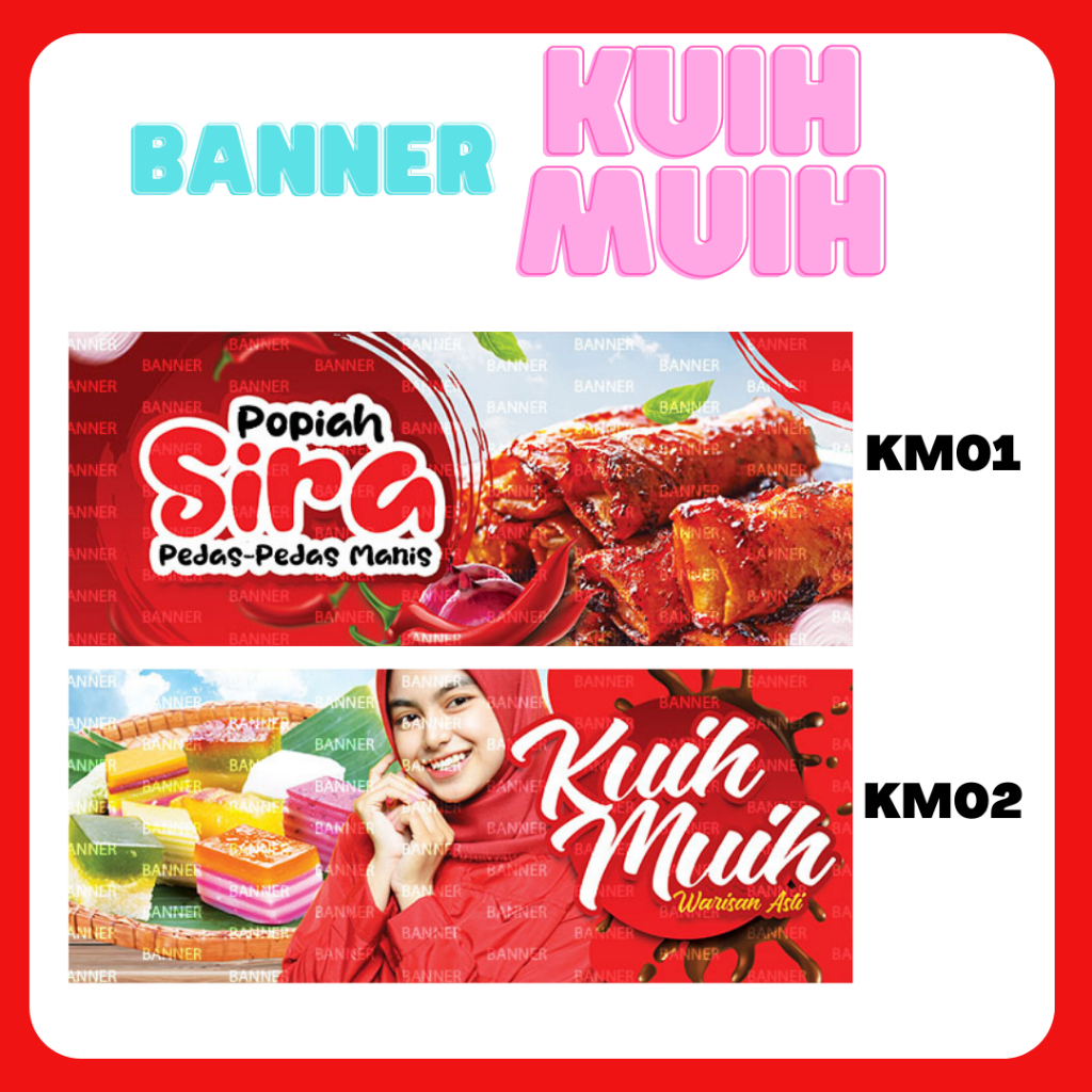 Banner Kuih Muih Streamer Popia Sira Popiah Basah Putu Bamboo Bomboloni Donut Keria Gula Melaka ROjak Buah