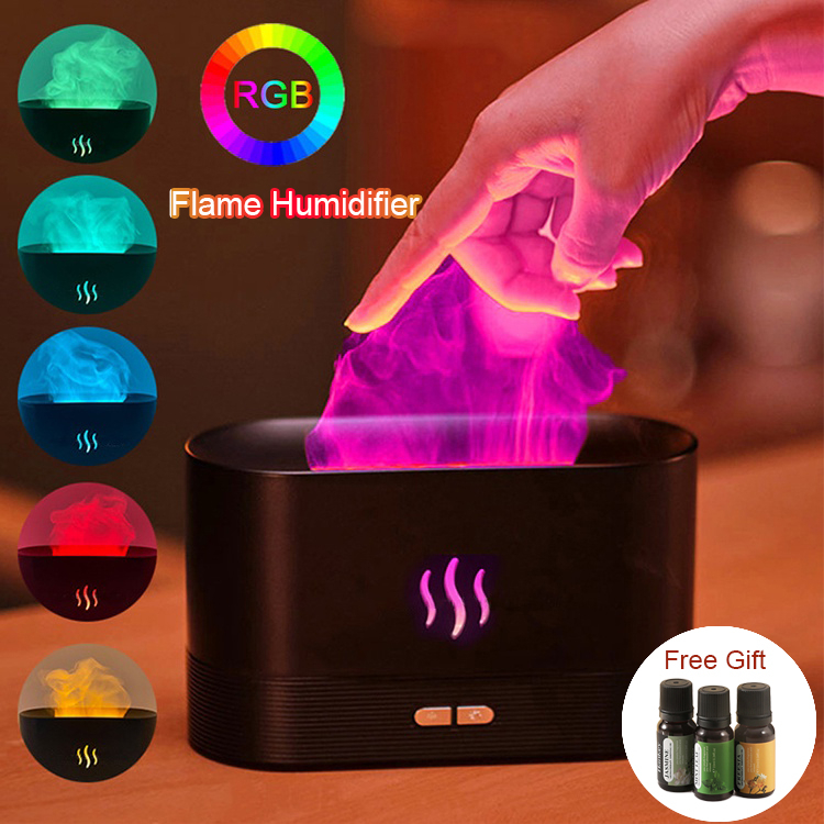 Colorful Flame Humidifier Essential Oil Aroma Diffuser air humidifier led Portable USB Mini Ultrasonic Humidificador 加湿器