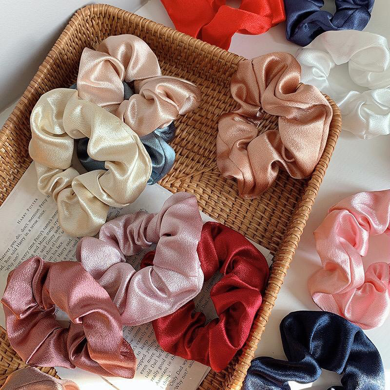 1 pc French Satin Silk scrunchies elastic hair band