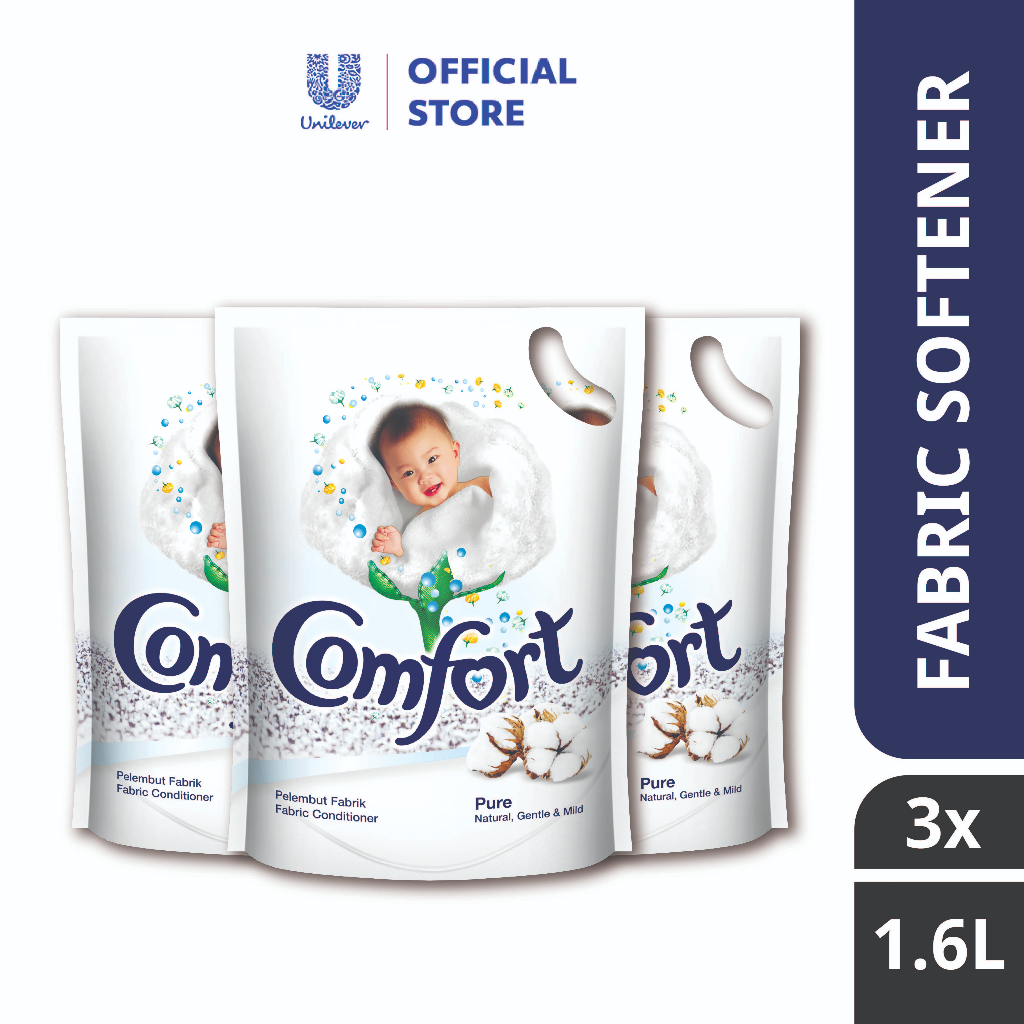 [Bundle of 3] Comfort Dilute Fabric Softerner Refill Pure 1.6L