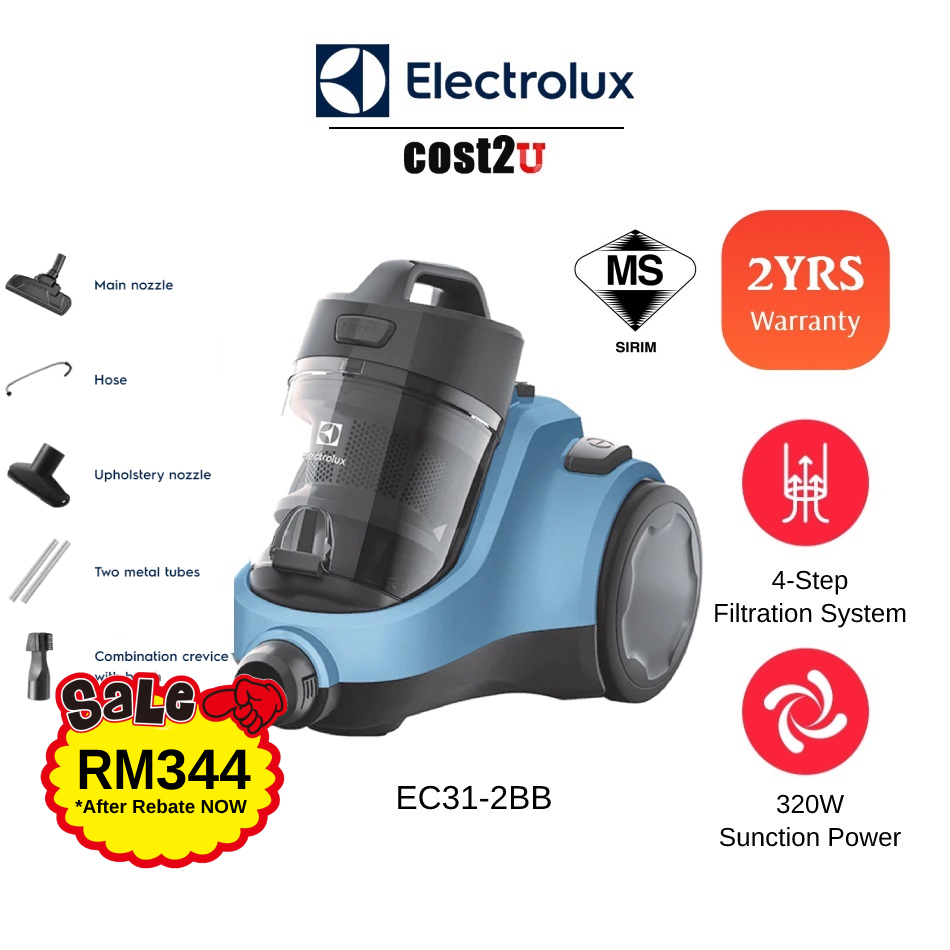 Electrolux EASE C4 Bagless Canister Vacuum Cleaner 1800W | EC31-2BB EC312BB (Penyedut Habuk 吸尘器)