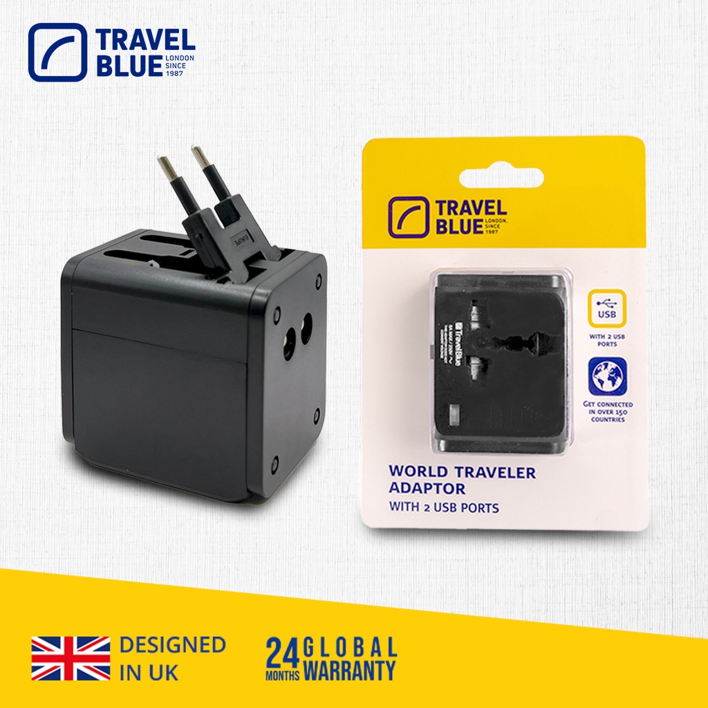 Travel Blue Worldwide Travel Adaptor With Dual USB - World Edition