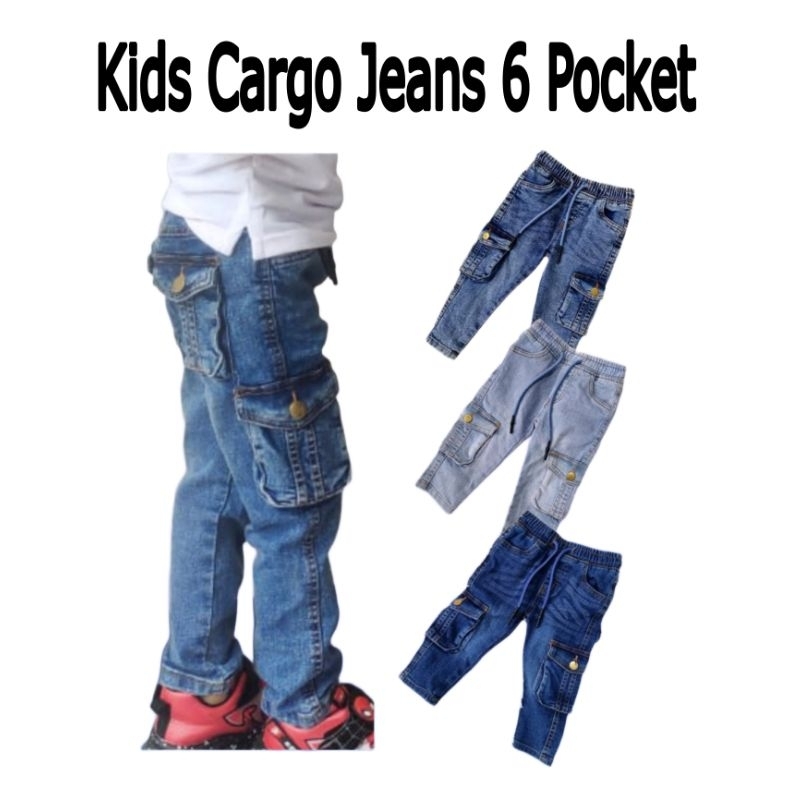 Kids Cargo Jeans Cargo Pants 6 Pocket Saiz Budak Hingga Remaja ( 2 - 24 )