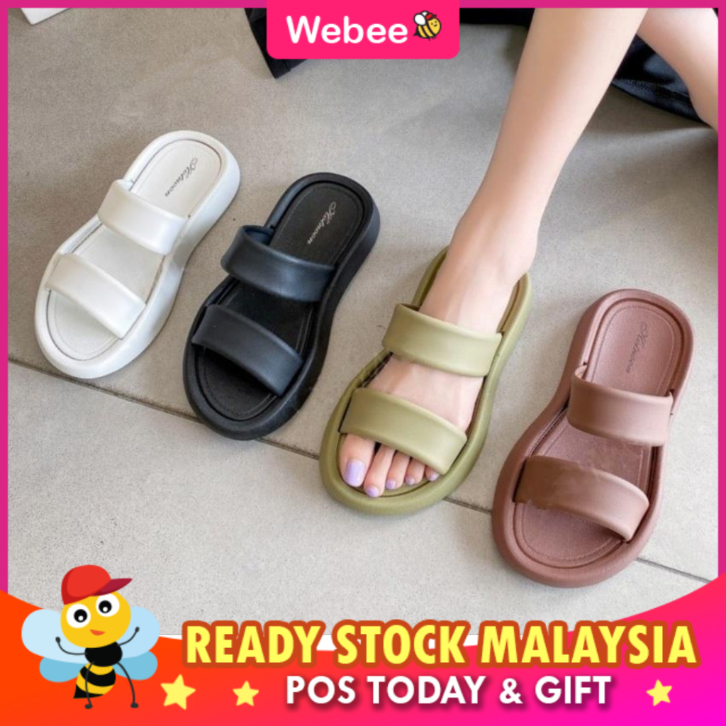 READY STOCKWEBEE J 22889 Premium Topone Sandal Women's Kasut Shoe Slipper Lady Wanita Girl Cute Lawa Casual