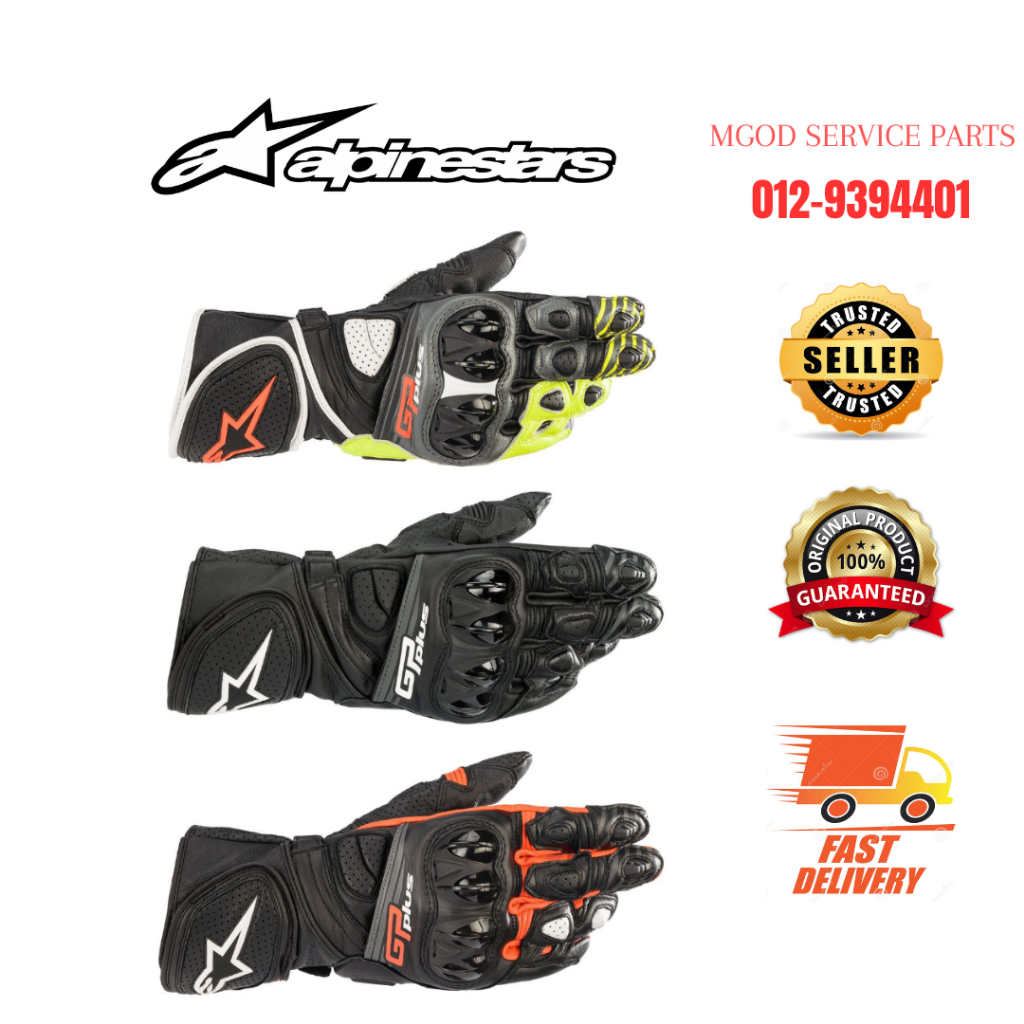 ALPINESTARS GLOVE GP PLUS R V2 RACING BLACK @ BLACK/RED FL @ METALLIC GREY/BLACK/YELLOW/RED FLUO