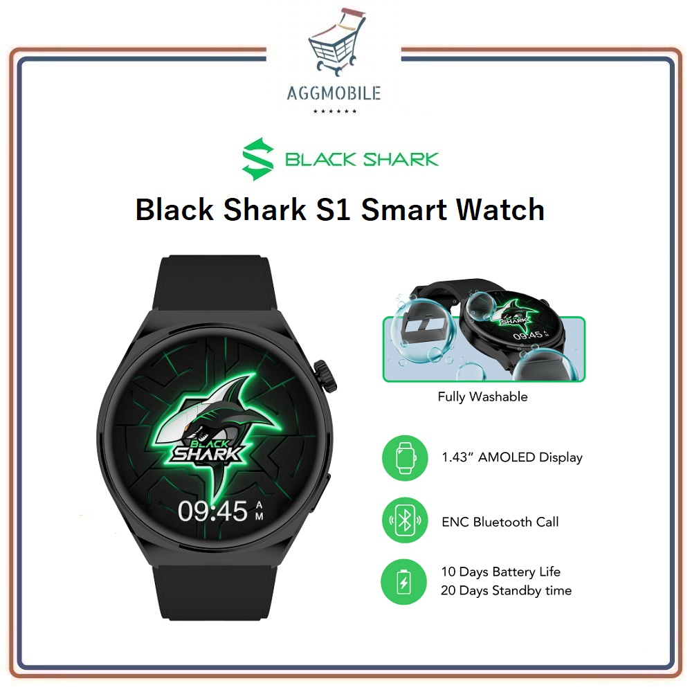 Black Shark S1 Smart Watch {1.43" AMOLED Display | ENC Bluetooth Call | Up To 10Days Battery Life) 1 Year Warranty